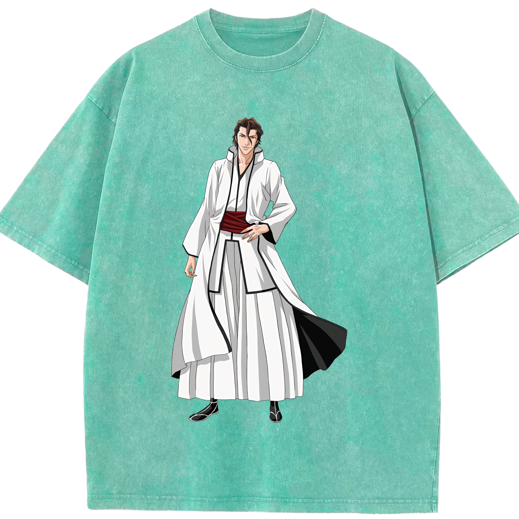 （画像用） ブリーチ 藍染 惣右介（あいぜん そうすけ） BLEACH Aizen Sousuke 綿100% ヴィンテージ風 半袖Tシャツ（フロントプリント）